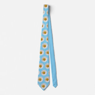 White Daisies Muster auf Light Blue Krawatte