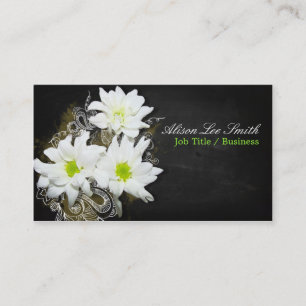 White Daisies on black chalkboard Visitenkarte