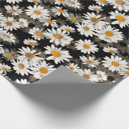 White Daisies on Black Geschenkpapier
