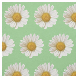 White Daisies on Sage Green Floral Stoff
