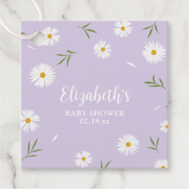 White Daisies Pastel Lila Minimalistische Babydusc Geschenkanhänger