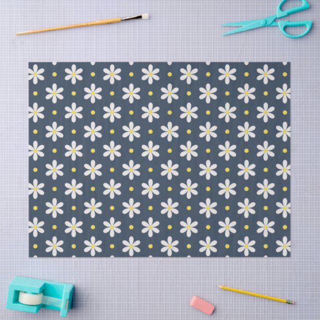 White Daisies Pattern Custom Background Seidenpapier (Basteln)