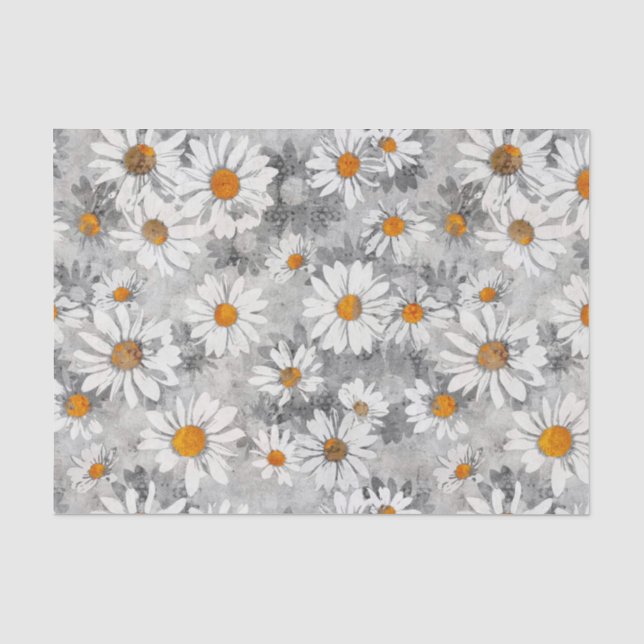 White Daisies über das Muster der Silberblume Seidenpapier (Vorderseite)