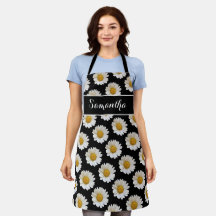 White Daisies über Personalisierte schwarze Schürz