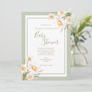 White Daisies Watercolor Baby Shower Einladung