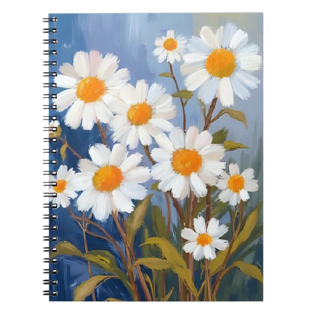 White Daisies Watercolor Flowers Painted Notizblock (Vorderseite)