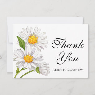 White Daisies Watercolor Sommer Floral Vielen Dank Dankeskarte