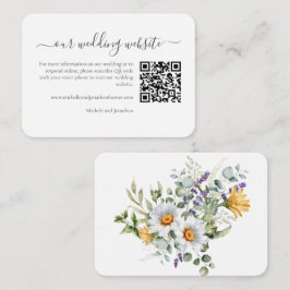 White Daisies Wedding RSVP Details QR Code Begleitkarte
