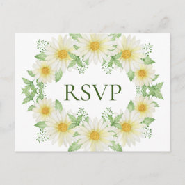 White Daisies Wreath Watercolor Gelbe UAWG Postkarte