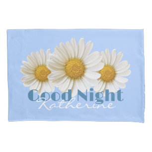 White Daisis Gute Nacht Individuelle Name Blue Kissenbezug