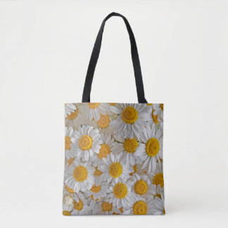 White Daisis: Schöner Blumenhintergrund Tasche