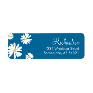 White Daisises Blume Blue Background Labels