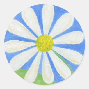 White Daisy auf Blue Aufkleber