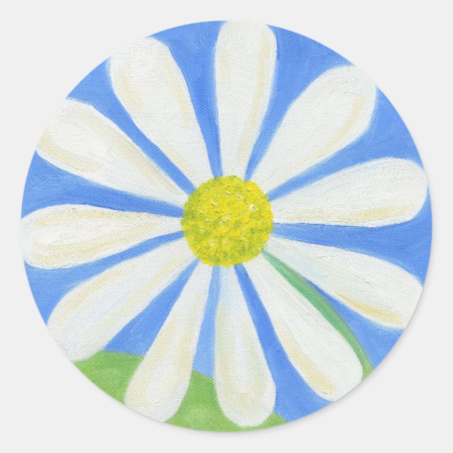 White Daisy auf Blue Aufkleber (Vorderseite)