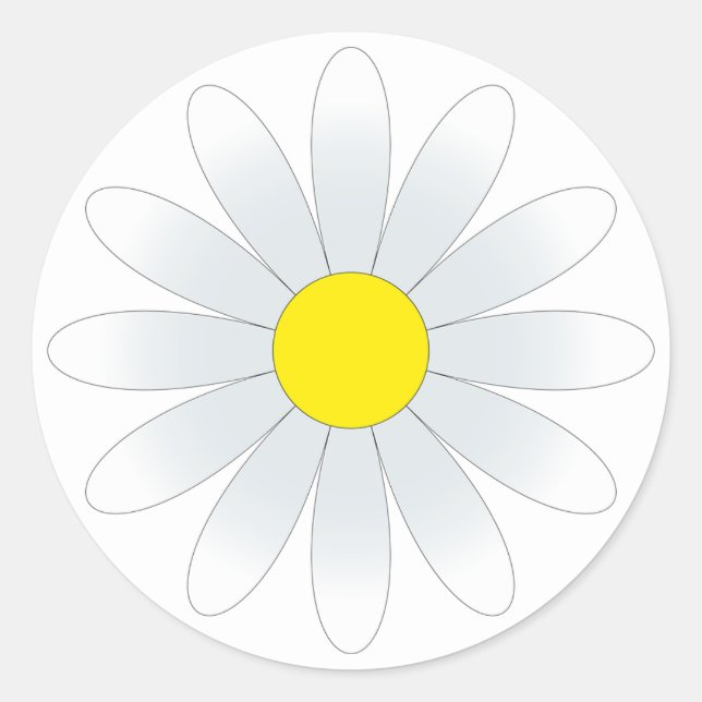 White Daisy auf dem weißen, klassischen Rundaufkle Runder Aufkleber (Vorderseite)