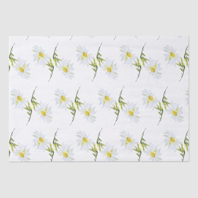 White Daisy Baby Dusche Pastell Grüner Garten Seidenpapier (Vorderseite)