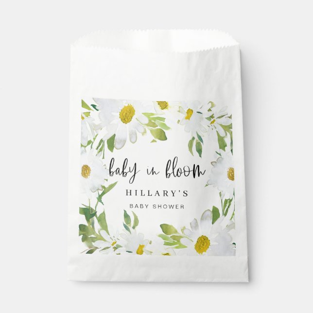 White Daisy | Babydusche Sommerblütenblüte Geschenktütchen (Vorderseite)