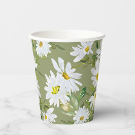 White Daisy | Babydusche Sommerblütenblüte Pappbecher