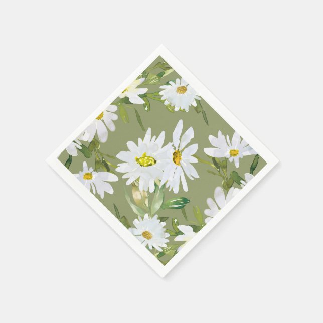 White Daisy | Babydusche Sommerblütenblüte Serviette (Ecke)