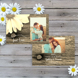 White Daisy Barn Wood Wedding Retten Sie das Datum Save The Date
