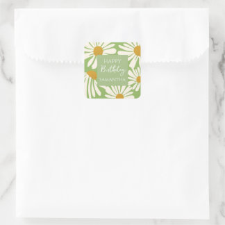 White Daisy Blooms –  Floral  Garden Birthday  Quadratischer Aufkleber