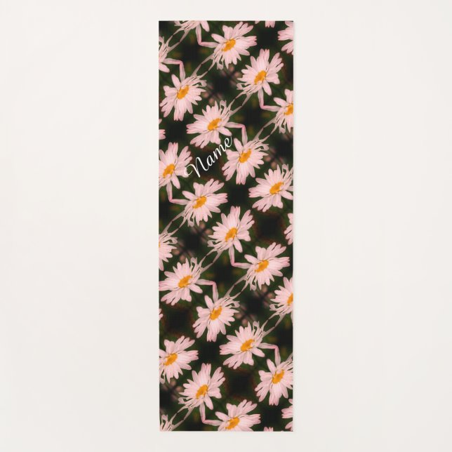 White Daisy Blume Abstraktes Muster Personalisiert Yogamatte (Vorderseite)