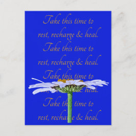 White Daisy Blume auf Blue Leinwand Time to Healin Postkarte