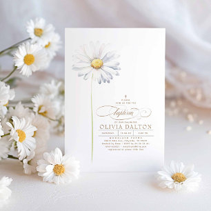 White Daisy Blume Boho Wildblumen betrachteten Tau Einladung