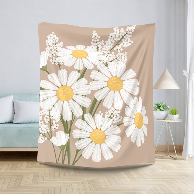 White Daisy Blume Bouquet auf Beige Sherpadecke (Von Creator hochgeladen)