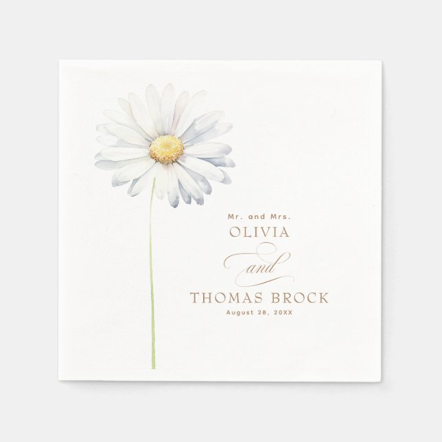 White Daisy Blume Elegante Wildblumen Feiern Serviette (Vorderseite)