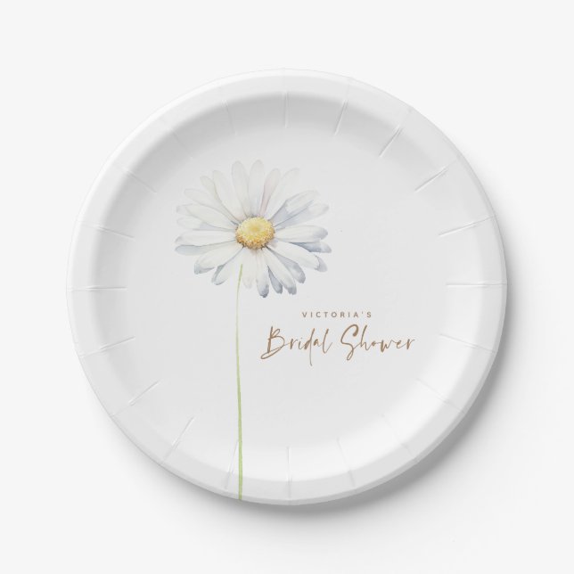 White Daisy Blume Elegantes Niedliches Brautparty Pappteller (Vorderseite)