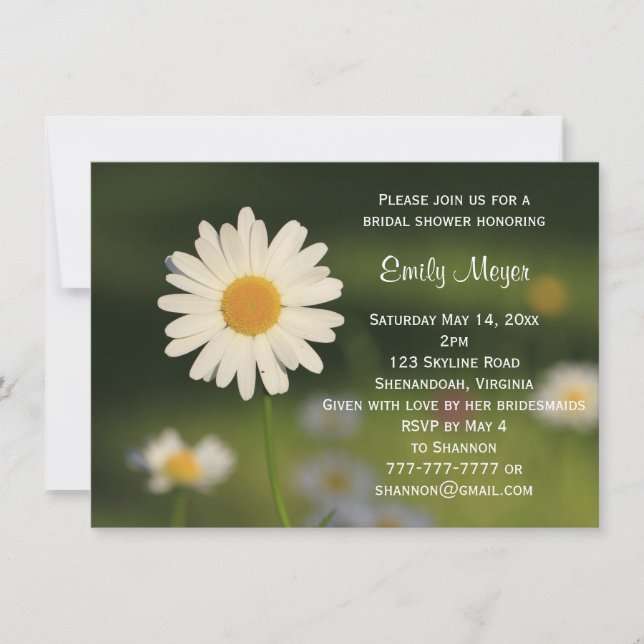 White Daisy Blume Hochzeit Brautparty Einladung (Vorderseite)