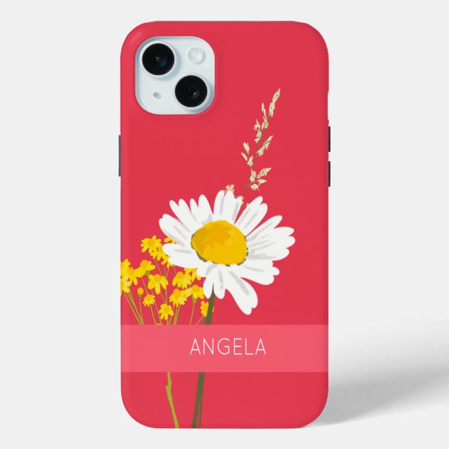 White Daisy Blume Individuelle Name Case-Mate iPhone Hülle (Rückseite)