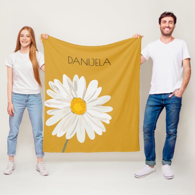 White Daisy Blume Individuelle Name Fleecedecke (Beispiel)