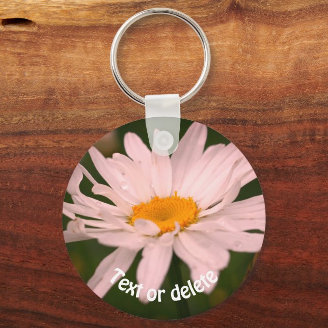 White Daisy Blume Personalisiert Schlüsselanhänger (Vorderseite)
