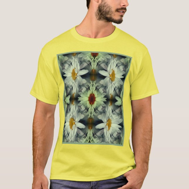 White Daisy Blume Petals Abstrakt T-Shirt (Vorderseite)