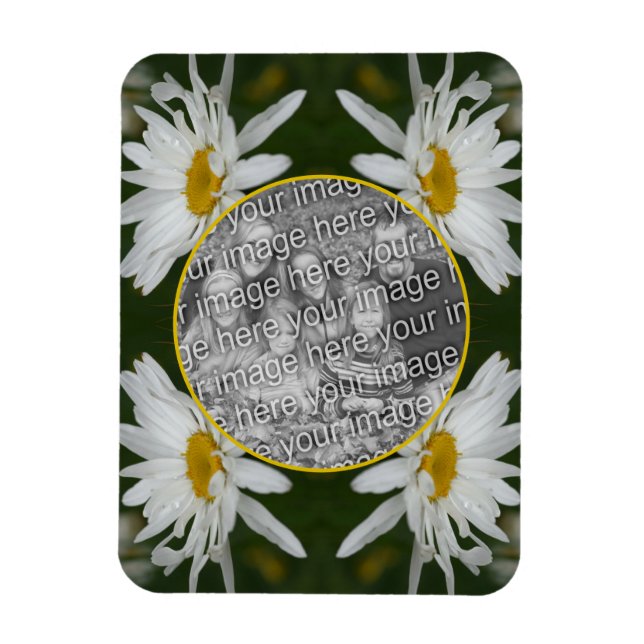 White Daisy Blume Rahmen hinzufügen Ihr eigenes Fo Magnet (Vertikal)