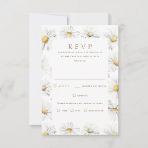 White Daisy Blume RSVP-Karte für Hochzeiten RSVP Karte