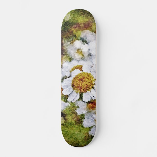 White Daisy Blume - Skateboard Malerei (Vorderseite)