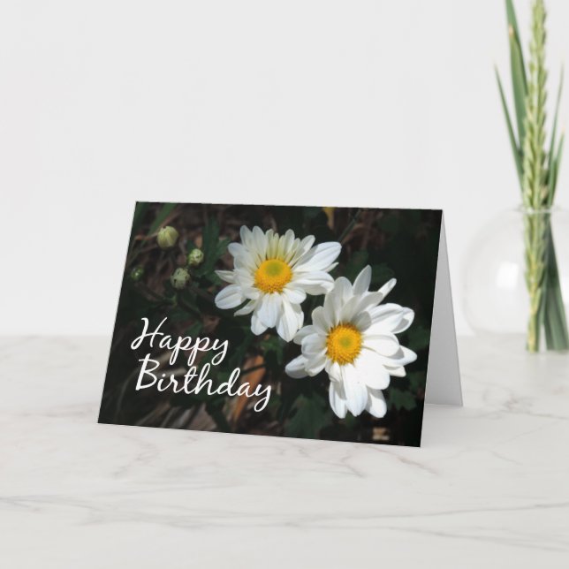 White Daisy Bonne Carte d'écriture d'anniversaire (Devant)