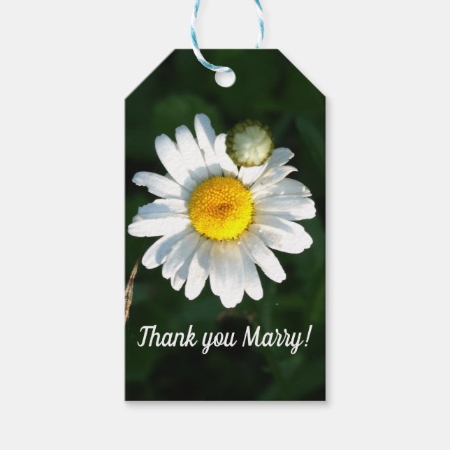 White Daisy Custom Gift Tag Geschenkanhänger (Vorderseite)