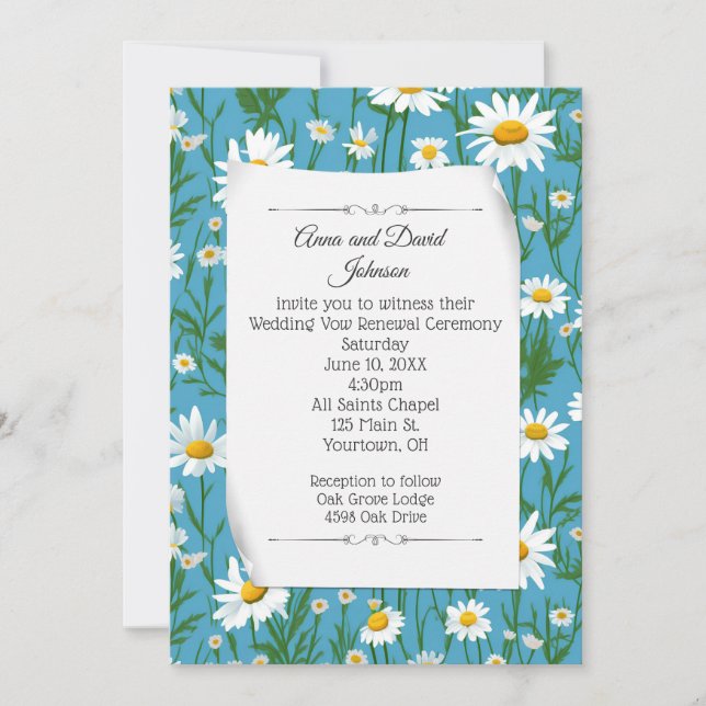 White Daisy Design for Vow Renewal Einladung (Vorderseite)