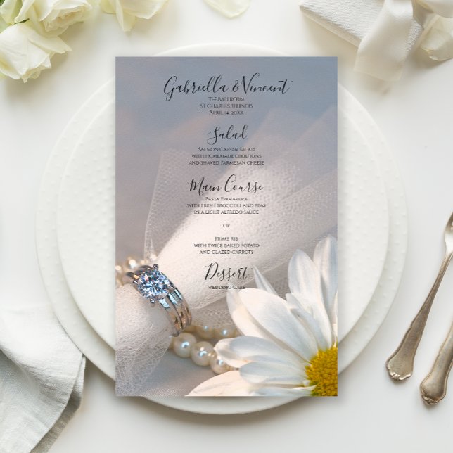 White Daisy Elegance Wedding Menu (Von Creator hochgeladen)