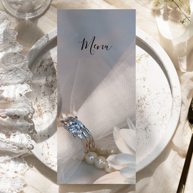 White Daisy Elegance Wedding Menu Menükarte (Von Creator hochgeladen)