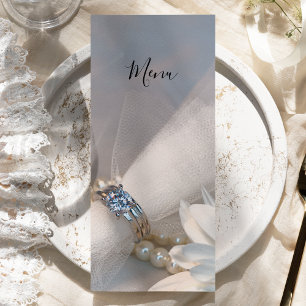 White Daisy Elegance Wedding Menu Menükarte