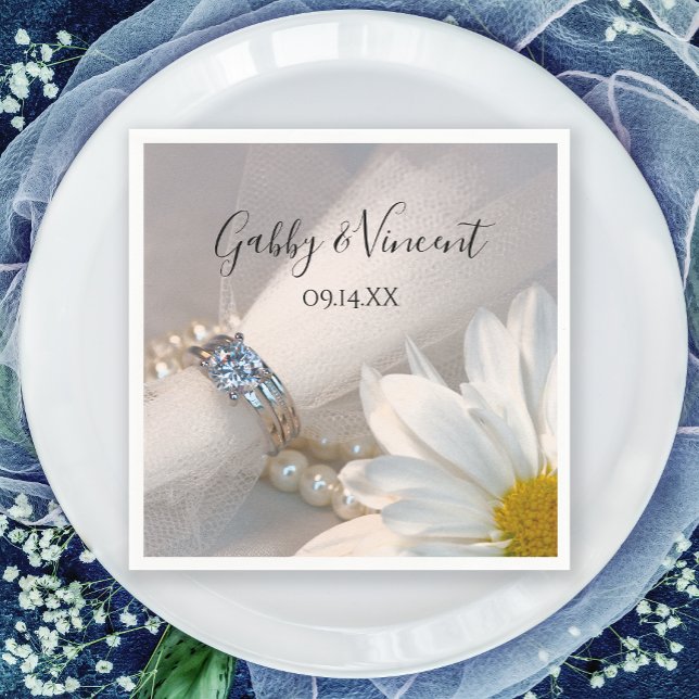 White Daisy Elegance Wedding Serviette (Von Creator hochgeladen)