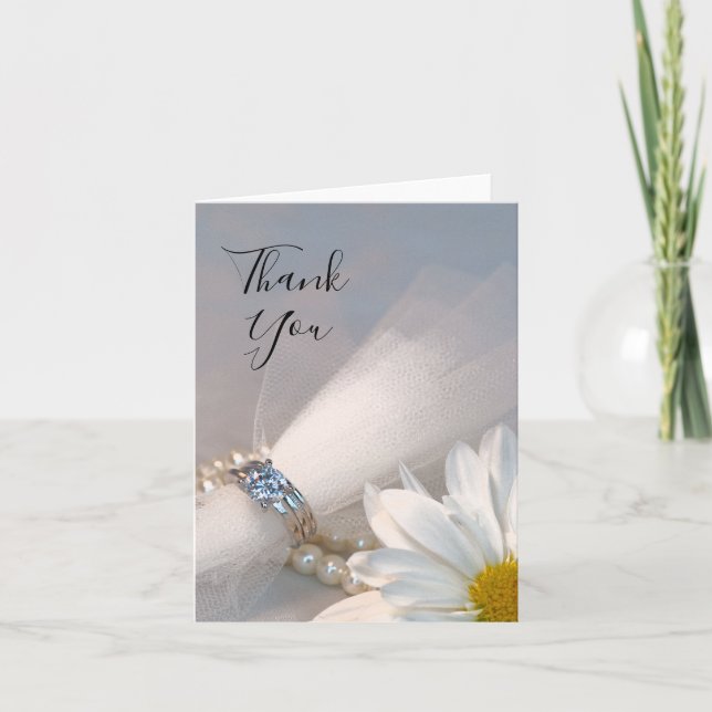 White Daisy Elegance Wedding Vielen Dank Dankeskarte (Vorderseite)