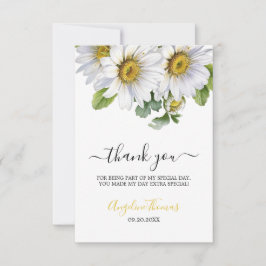 White Daisy Floral Greenery Script Birthday Dankeskarte