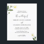White Daisy floral Rustic Budget Einladung<br><div class="desc">Elegante Blumen-Budget-Hochzeitseinladung mit einem einfachen Layout mit Aquarellfarben bemalten weißen Gänsen in der oberen links Ecke und unten rechts Ecke mit "die Hochzeit von" in einem schönen handgeschriebenen Skript. Der Rücken hat einen kleinen blumigen Kranz mit dem Monogramm im Inneren. Diese moderne Hochzeitseinladung mit gemütlichen Blume ist ideal für eine...</div>