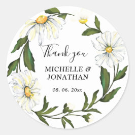 White Daisy Floral Wreath Vielen Dank für Ihre Hoc Runder Aufkleber